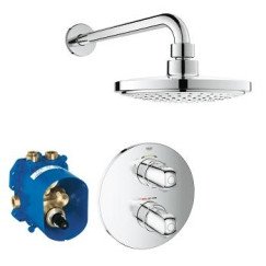 Grohe Grohtherm 1000 New in- afbouwdeel thermost. compl.+hoofddouche chroom Chroom 34582000