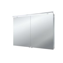 Emco Asis Flat Led spiegelkast 100 2 deuren-led aan bovenzijde alum. Aluminium 979705065