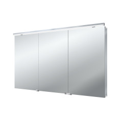 Emco Asis Flat Led spiegelkast 120 3 deuren-led aan bovenzijde alum. Aluminium 979705066