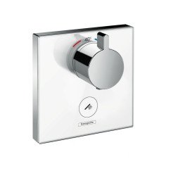 Hansgrohe Showerselect Glass afdekset highflow therm+stopkr.1 f. wit-chr-glas Wit Chroom 15735400