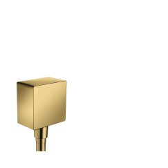Hansgrohe Fixfit muuraansl.bocht square m/terugslagkl pol gold opt Polished Gold Optic 26455990
