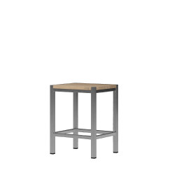 Looox Wood Collection wooden stool 35x30x45cm eik-geborsteld rvs Eiken Geborsteld Rvs WSTOOLRVS